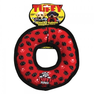 Tuffy ULTIMATES RING Red Paws 28x4cm - Tuff Scale 9 (4 Squeakers)