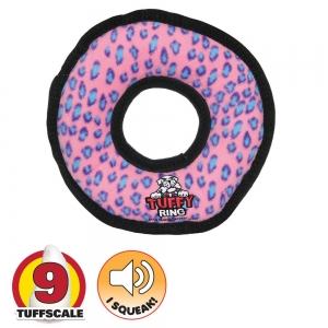 Tuffy ULTIMATES RING Pink Leopard 28x4cm - Tuff Scale 9 (4 Squeakers)