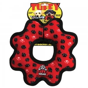 Tuffy ULTIMATES GEAR RING Red Paws 30.5x3.5cm - Tuff Scale 9 (4 Squeakers)