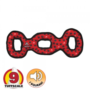 Tuffy ULTIMATES 3-WAY TUG Red Paws 23x61x3.5cm - Tuff Scale 9 (6 Squeakers)