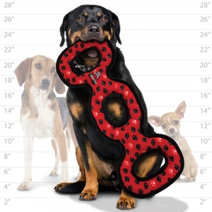 Tuffy ULTIMATES 3-WAY TUG Red Paws 23x61x3.5cm - Tuff Scale 9 (6 Squeakers)