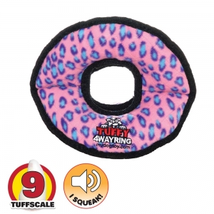 Tuffy ULTIMATES 4-WAY RING Pink Leopard 24x17.5x12.5cm - T Scale 9 (4 Squeakers)