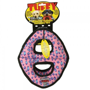 Tuffy ULTIMATES 3-WAY RING Pink Leopard 24x25x20cm - Tuff Scale 9 (3 Squeakers)