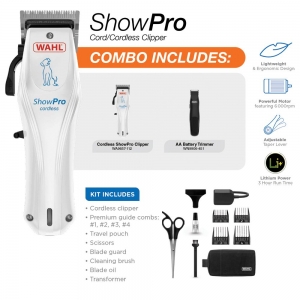 WAHL LITHIUM SHOWPRO CORDLESS CLIPPER PROMO - FREE BATTERY TRIMMER